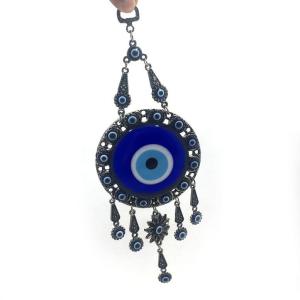 Dekoratif Metal İşlemeli Askılı Büyük Boy Nazar Boncuğu Süsü 27cm