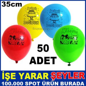 İYİKİ DOĞDUN BASKILI RENGARENK 50 ADET BALON