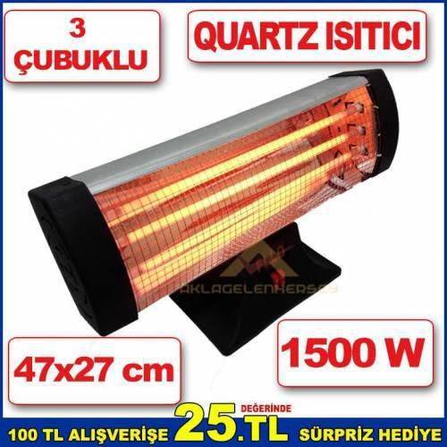Sıcak Mekanlar İçin 47x27cm 3 Çubuklu 1500 W Gücünde Quartz Elektrikli Soba