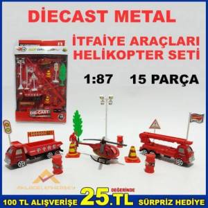 15 Parça Diecast Metal İtfaiye Araçları Seti