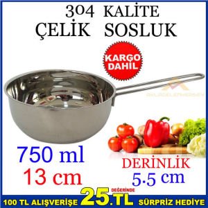 304 KALİTE PASLANMAZ ÇELİK 13 CM 750 ML SOSLUK K