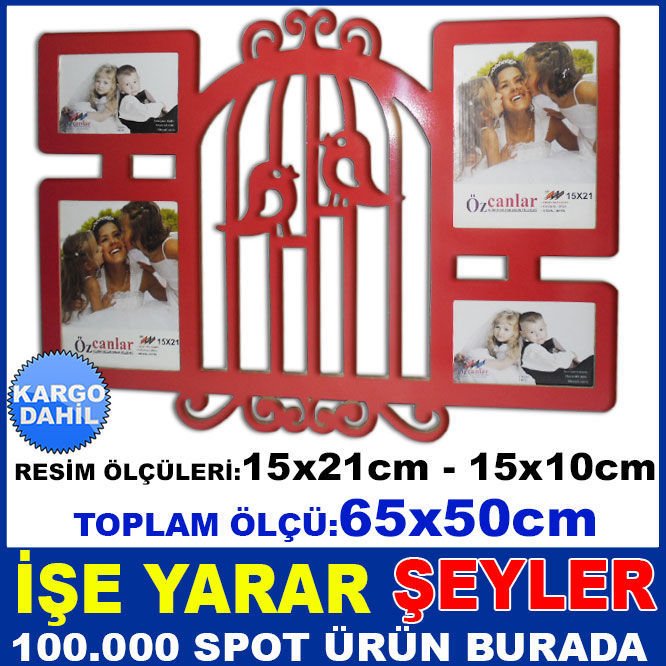 KIRMIZI KAFES MODEL YATAY-DİKEY ÇOKLU ÇERÇEVE KD