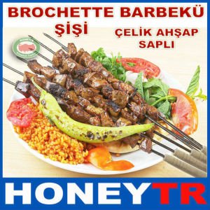 MANGAL,BARBEKÜ AHŞAP SAP 6lıSET ÇELİK ŞİŞ TAKIMI