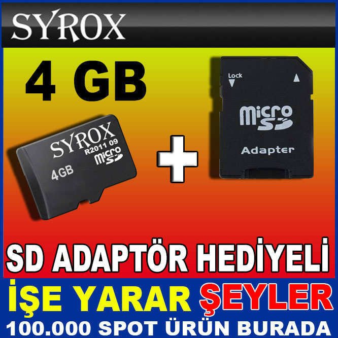 SYROX 4GB A CLASS ULTRAHD MİCRO SD HAFIZA KARTI