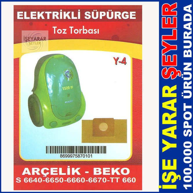 ARÇELİK ELEKTRİKLİ SÜPÜRGE TOZ TORBASI Y4