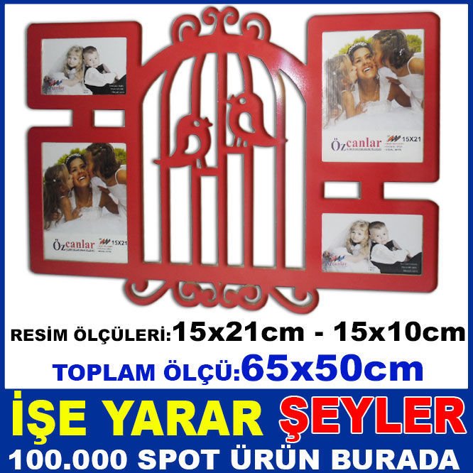 KIRMIZI KAFES MODEL YATAY VE DİKEY ÇOKLU ÇERÇEVE