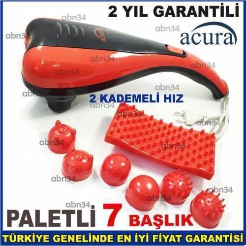 Çift Başlı Vibrasyon Acura Ac-738k Kırmızı Masaj Aleti 7 Başlıklı Palet Profesyonel Masaj Aleti