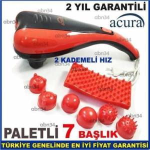 Çift Başlı Vibrasyon Acura Ac-738k Kırmızı Masaj Aleti 7 Başlıklı Palet Profesyonel Masaj Aleti