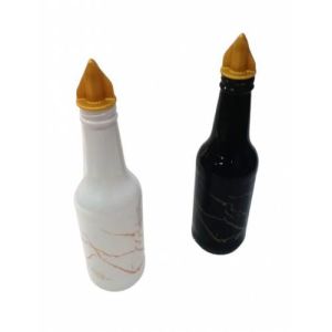 Sigma Glass 2x250cc Cam Cunda-Marmara Siyah-Beyaz Yağdanlık Seti 2 Delikli Plastik Tıpalı