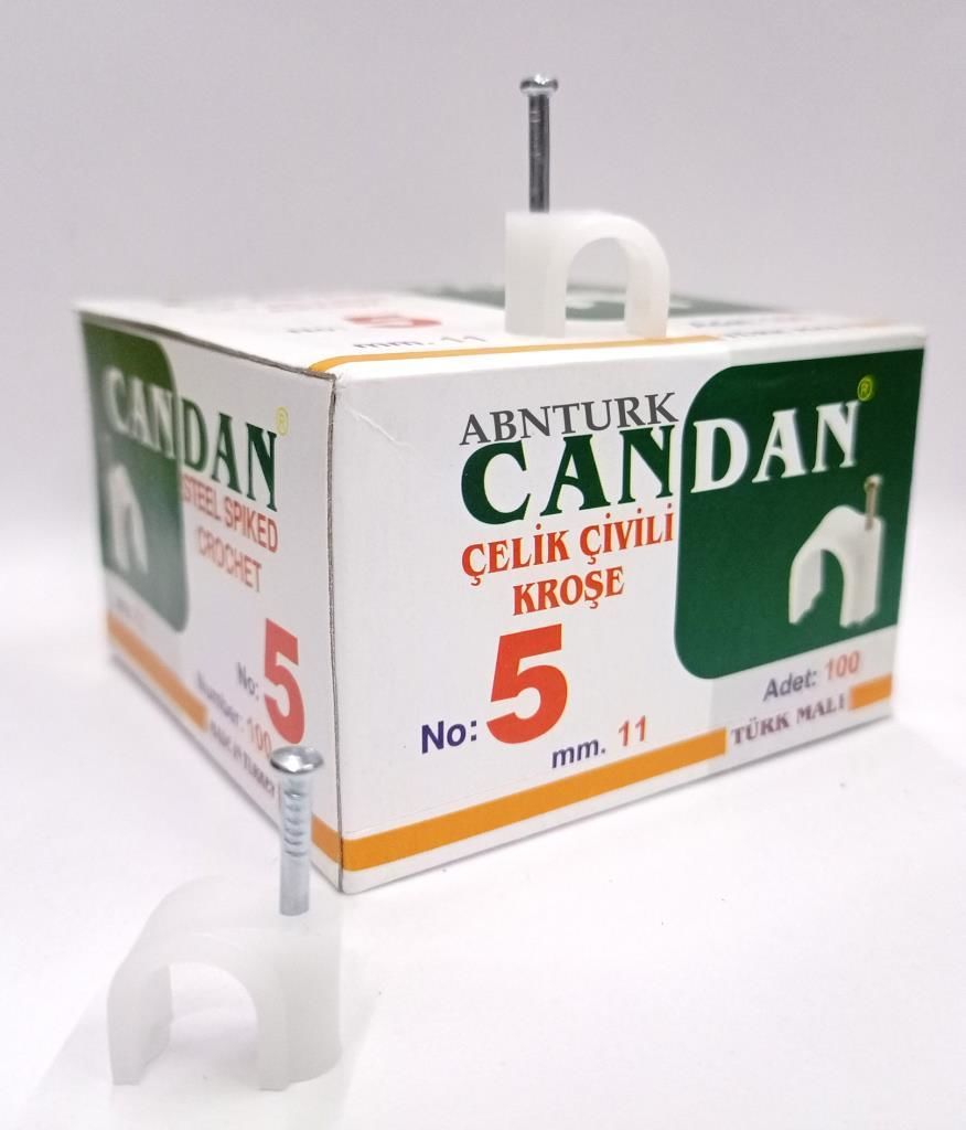 100 adet Paslanmaz Çelik Beton Çivili 5 No 11mm Kroşe En Sağlıklı Sağlam Kablo Montajı Özel Üretim