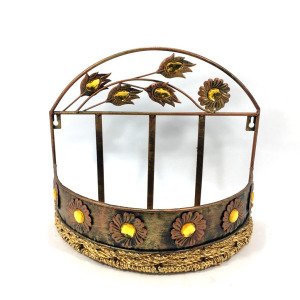 Metal Ferforje Taş Süslemeli Dekoratif Oval Kapı Sepeti Gazetelik Renk Seçenekli