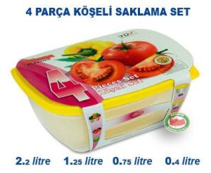 4 pcs KÖŞELİ VAKUM SAKLAMA SET MİKRODALGA UYUMLU