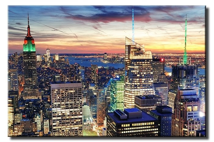 NEW YORK GECE ISIKLAR 6 değişen ölçü ORİJİNAL KANVAS TABLO
