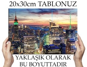 NEW YORK GECE ISIKLAR 6 değişen ölçü ORİJİNAL KANVAS TABLO