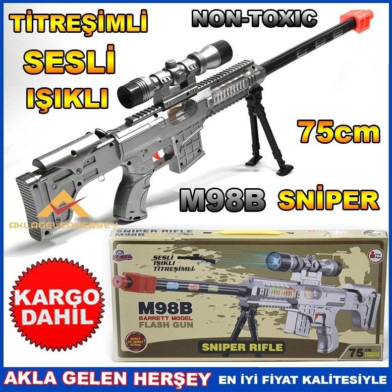 Ücretsiz Kargo 75cm TİTREŞİMLİ SESLİ IŞIKLI M98B SNİPER RIFLE K