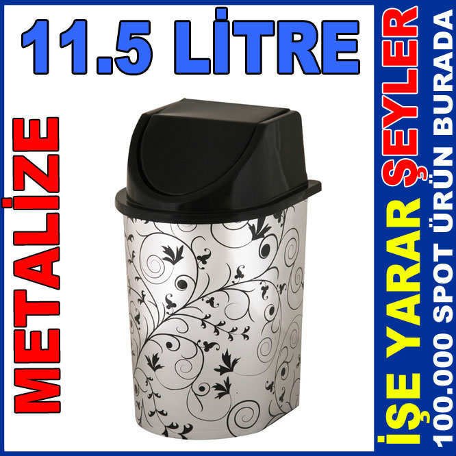 11.5 LİTRE 2 NOLU METALİZE  KLİK ÇÖP KOVASI