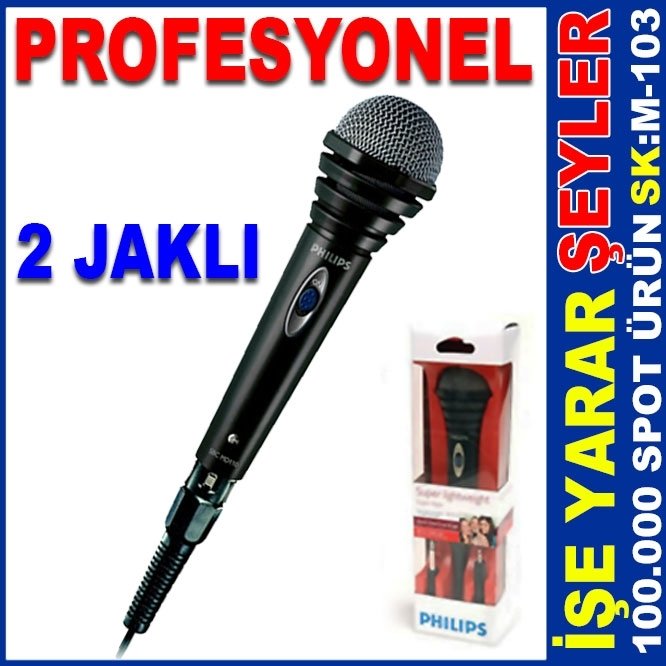 MD110 PHILIPS 2 JAKLI PROFESYONEL ENİYİ KALİTE KARAOKE MİKROFONU