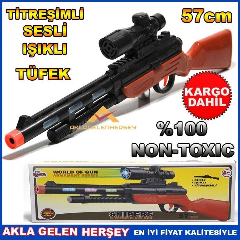 Ücretsiz Kargo 57cm TİTREŞİMLİ SESLİ IŞIKLI SNİPER AV TÜFEĞİ