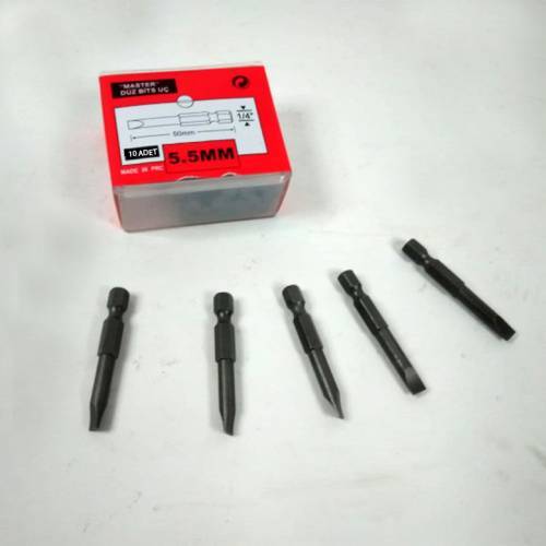 10 Adet 50mm Master Düz Şarjlı Matkap İçin Tornavida Bit Uç 5.5mm