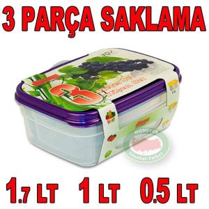 3pcs KÖŞEM SET SAKLAMA KAPLARI MİKRODALGA UYUMLU