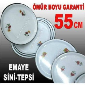 55cm SİNİ SAĞLIKLI ÇİNKO TEPSİ SOFRA SERVİS TEPSİSİ 55cm İÇİ ÇİÇEK BEYAZ EMAYE TEPSİ HİJYENİKTİR