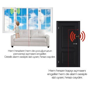 Kapı ve Pencere İçin Alarmlı Metal Çocuk ve Güvenlik Kilidi 110 db ses 1. Kalite Kahverengi Renk