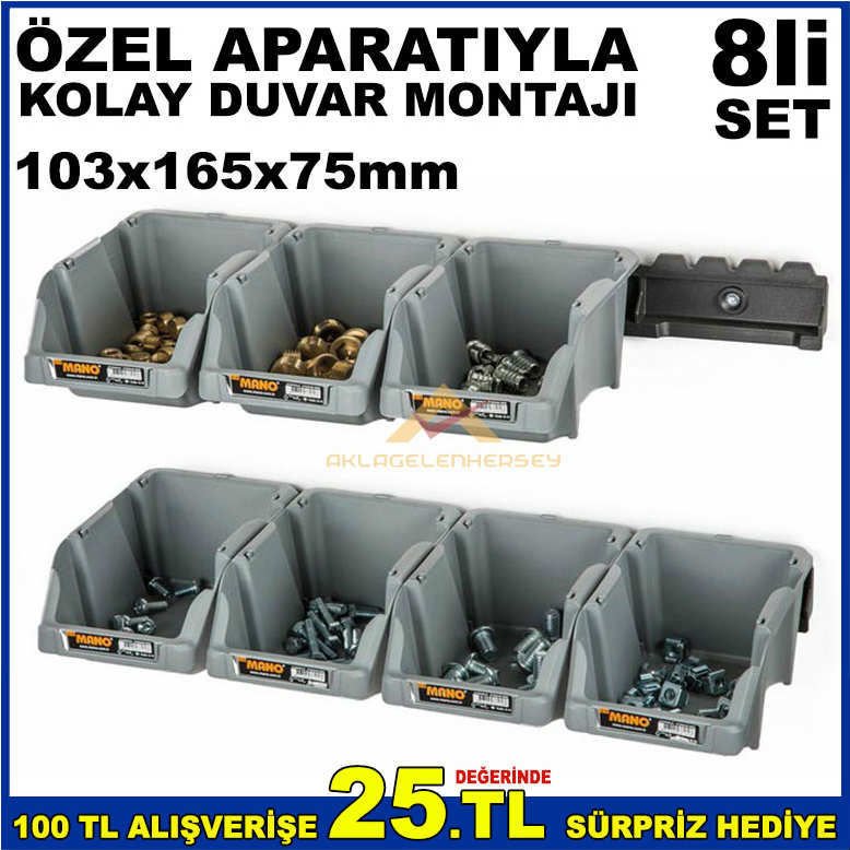 8li SET DUVARA MONTE AVADANLIK ORGANİZE SET-GRİ