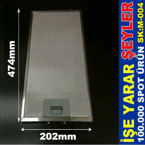 KOKUYU,DUMANI ve BUHARI EMEN 474x202 mm ANKASTRE SÜRGÜLÜ ASPİRATÖR FİLTRESİ ALÜMİNYUM KARTUŞ FİLTRE