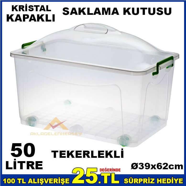 KRİSTAL FANUS KAPAKLI MAKSİ ERZAK KUTUSU 50LİTRE