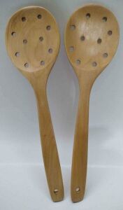 Bambu Düz Delikli Süzgeç Kaşık 31 Cm El Yapımı B-4