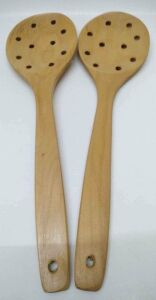 Bambu Düz Delikli Süzgeç Kaşık 31 Cm El Yapımı B-4