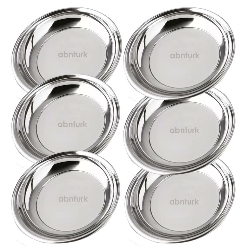 Yaşam Boyu Garantili 6 adet 20cm Paslanmaz Çelik Çukur Yemek Tabağı BüyükPorsyon Sağlam Metal Tabak