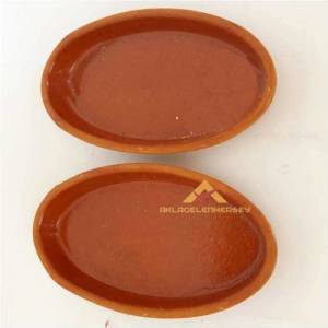 26x13cm 2'li SET TOPRAK GÜVEÇ KABI YÜKSEK ATEŞE DAYANIKLI GÜVEÇ FIRIN KABI TOPRAK KAYIK TABAK