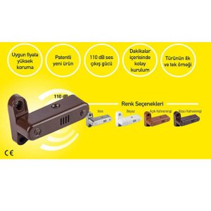 Kapı ve Pencere İçin Alarmlı Metal Çocuk ve Güvenlik Kilidi 110 db ses 1. Kalite Koyu Kahverengi