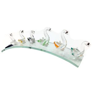 Şeffaf Cam El İşçiliği Küçükten Büyüğe Nazarlıklı 6'lı Ördek Dekoratif Biblo