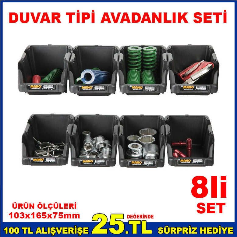 MANO 8'Lİ SET DUVAR TİPİ ORGANİZE AVADANLIK SETİ
