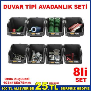 MANO 8'Lİ SET DUVAR TİPİ ORGANİZE AVADANLIK SETİ