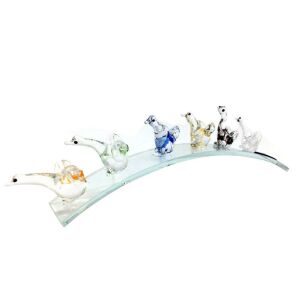 Şeffaf Cam El İşçiliği Küçükten Büyüğe Nazarlıklı 6'lı Kaz Dekoratif Biblo