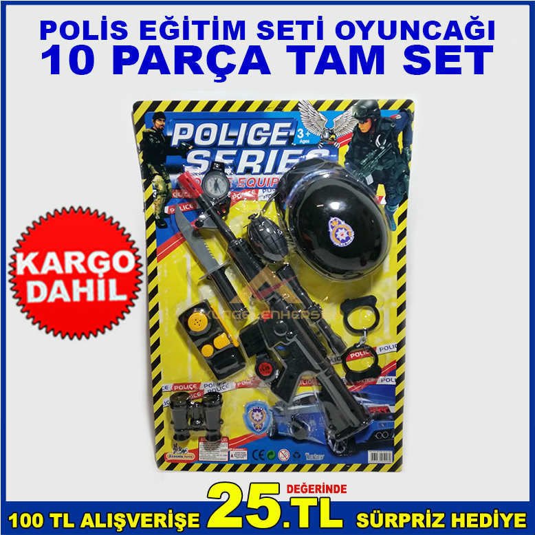 10 PARÇA TAM SET BÜYÜK TÜFEKLİ OYUNCAK POLİS EĞİTİM SETİ