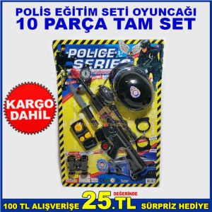 10 PARÇA TAM SET BÜYÜK TÜFEKLİ OYUNCAK POLİS EĞİTİM SETİ