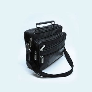 Gerçek Deriden Üretilmiş Omuz Askılı ve Kulplu 5 Cepli  Büyük Boy Unisex Yatay El Çantası