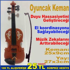 Oyuncak Keman Çocukların Mutlu Zaman Geçirecekleri Eğlenceli Mini Boy Keman 25x9cm Yay 27x3cm