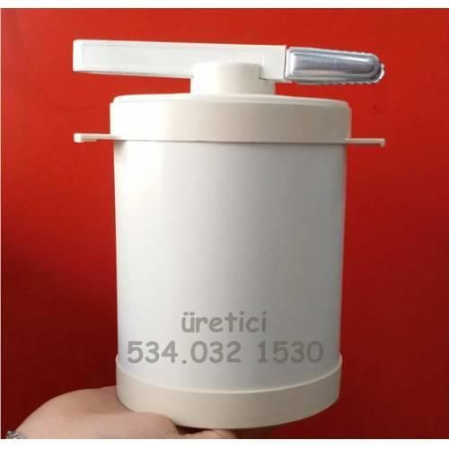 Beyaz krem renk buz kovası çift kat plastik cidarlı izoleli büyük boy kapaklı buz kovası özel maşalı