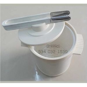 Beyaz krem renk buz kovası çift kat plastik cidarlı izoleli büyük boy kapaklı buz kovası özel maşalı