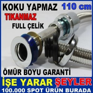 KOKU YAPMAYAN SİFON FULL ÇELİK KOMPLE LAVABO SİFONU 110cm ÇELİK BORU KOMPLE ÇELİK BAĞLANTI PARÇALARI