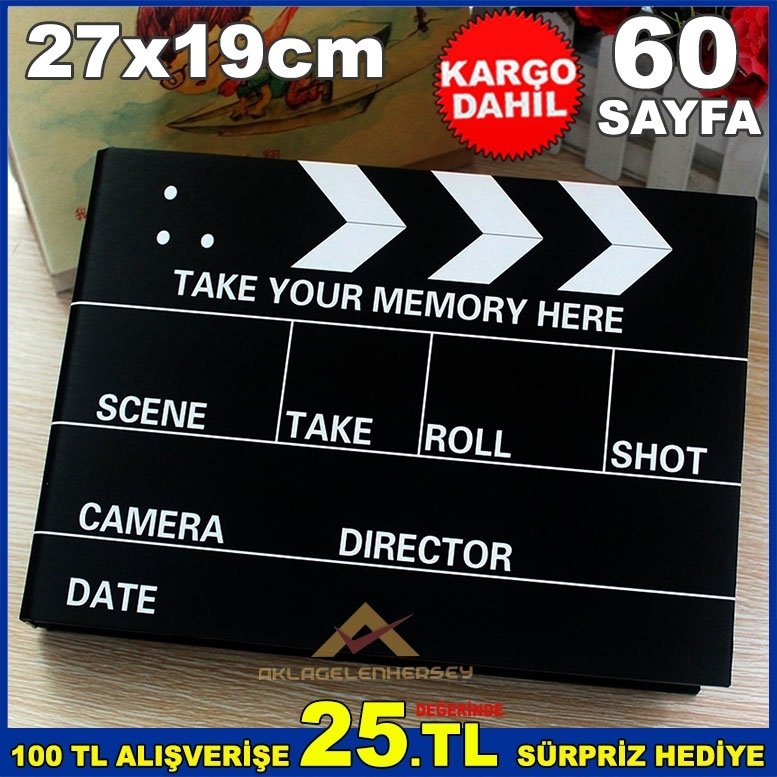 SİNEMA KLAKETİ FİLM ÇEKİM TAHTASI ŞEKLİNDE 60syf FOTOĞRAF ALBÜMÜ