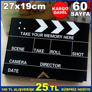 SİNEMA KLAKETİ FİLM ÇEKİM TAHTASI ŞEKLİNDE 60syf FOTOĞRAF ALBÜMÜ