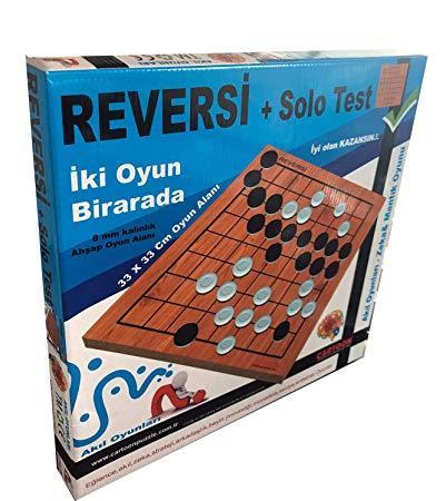 Reversi-Solo Test Oyun Bir Arada Profesyonel Ahşap 33x33Cm  