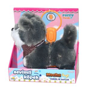 S00002859 YÜRÜYEN SEVİMLİ PELUŞ KÖPEK GRİ-SUN