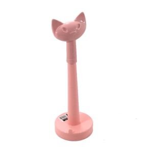 Pembe Renk Kedi Tasarımlı Plastik Masa Üstü Kağıt Havluluk Standı Pembe Renk Dekoratif Kedi Havluluk